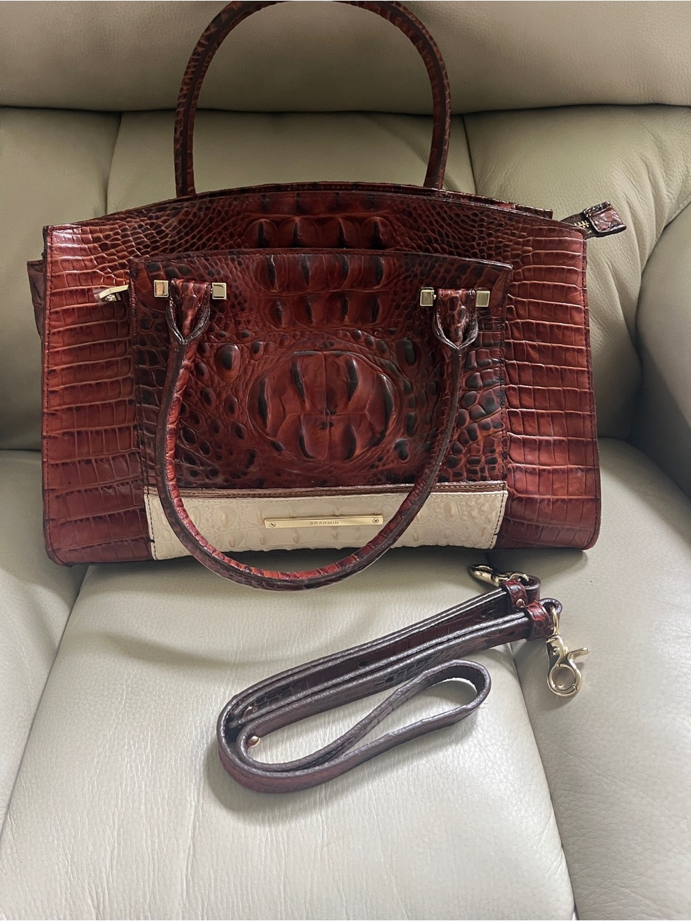 BRAHMIN DUXBURY SATCHEL TRI COLORS